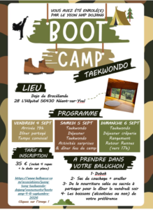 Brochure bootcamp Taekwondo du 4 au 6 septembre 2026